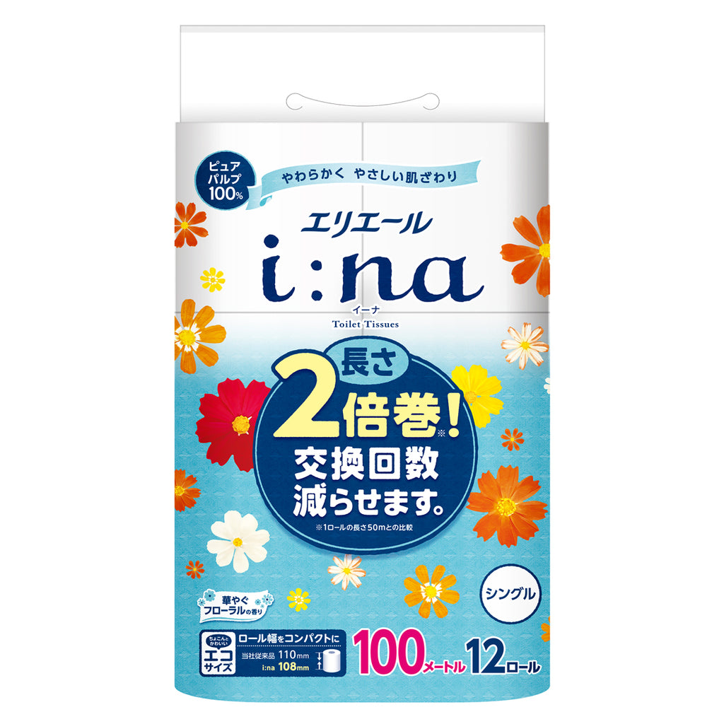 エリエール i:na（イーナ）トイレットティシュー12ロール（シングル）