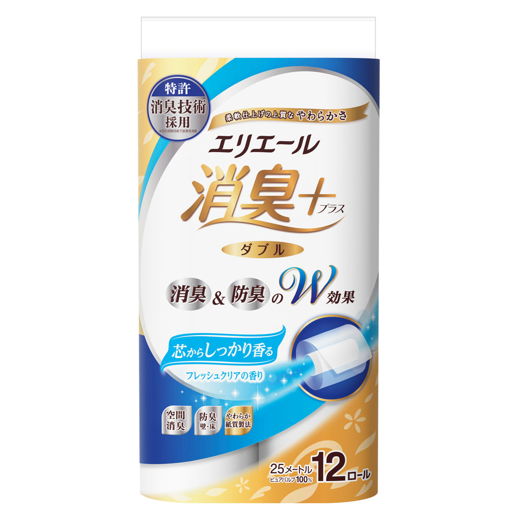 エリエール　消臭＋トイレットティシュー　しっかり香る　フレッシュクリアの香り12ロール（ダブル）