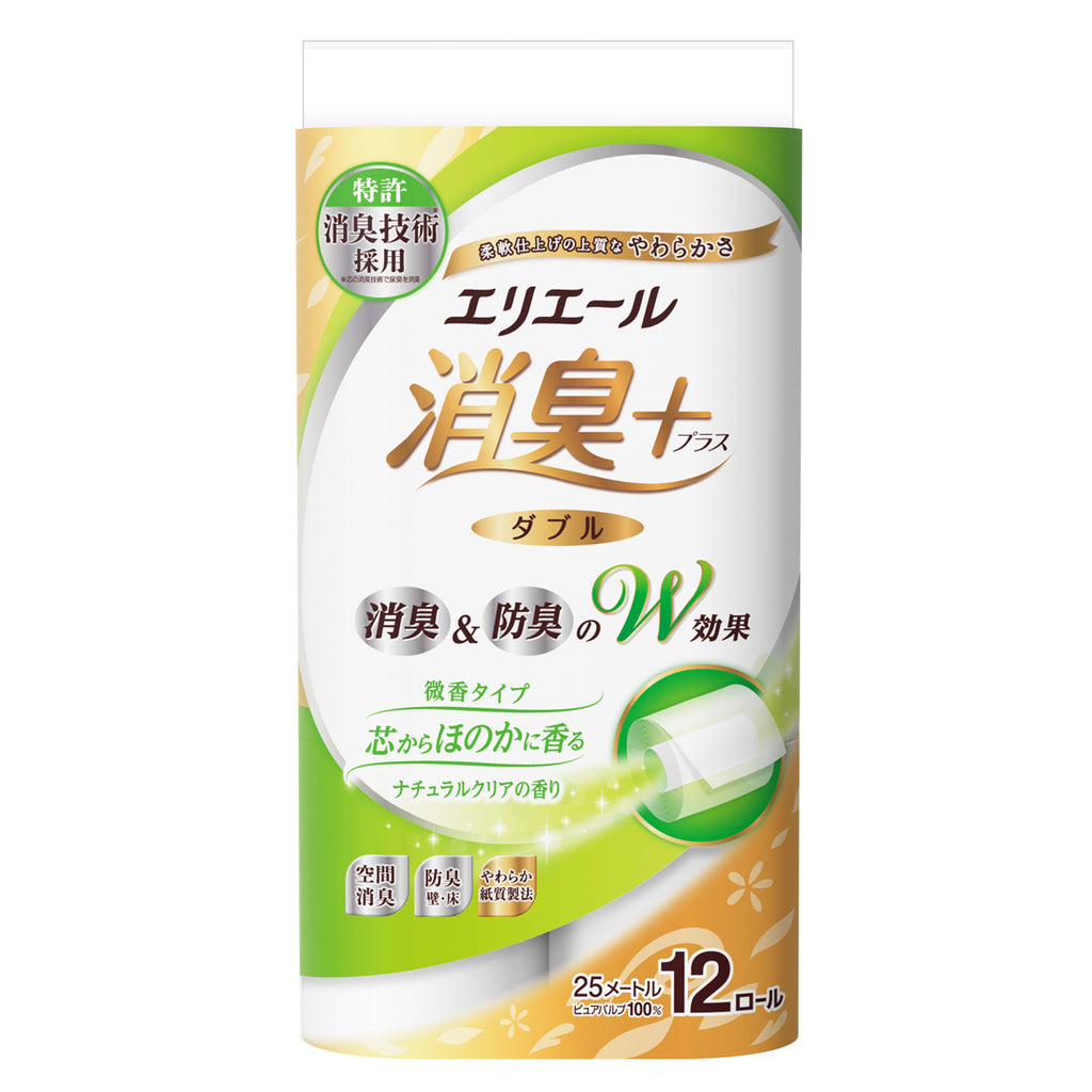 エリエール　消臭＋トイレットティシュー　ほのかに香る　ナチュラルクリアの香り12ロール（ダブル）